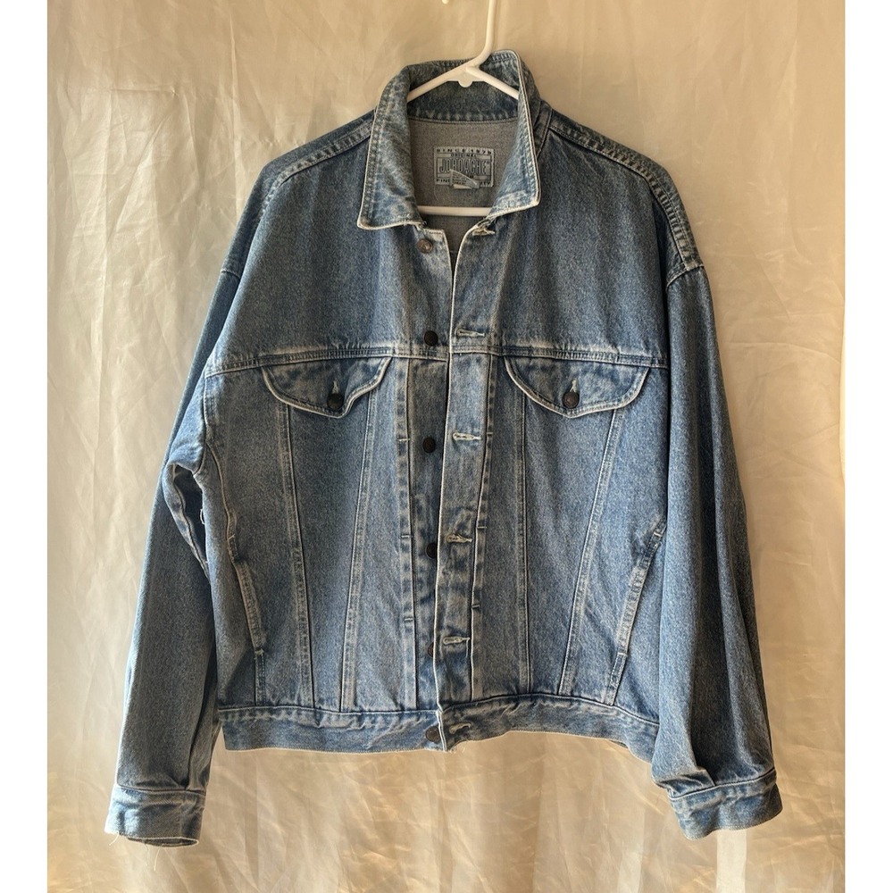 Vintage Jordache Denim Jacket Mens M Stone Washed Blue Jean Western Heavy